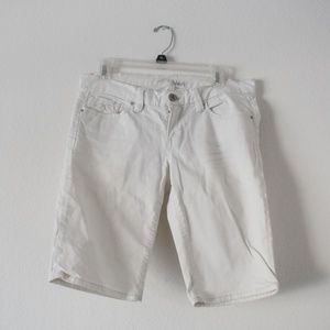 Mavi white denim Bermuda shorts